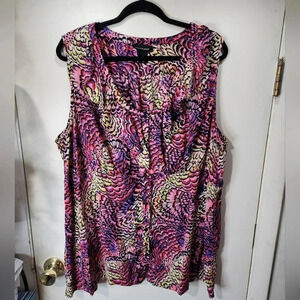 Lane Bryant Plus Size 26 Sleeveless Duffly Bright Multicolor Top